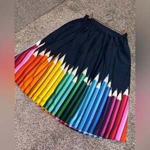 BEST OFFER ModCloth Teacher Rainbow High Waisted Skater Skirt! XS